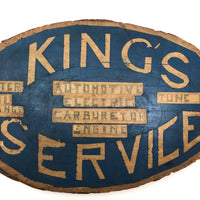 King's Automotive Service Handmade Sign on Log Slice