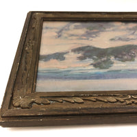 Atmospheric Oil on Board Seashore Painting, Framed and Under Glass