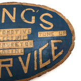King's Automotive Service Handmade Sign on Log Slice