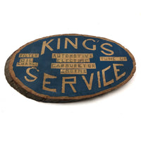 King's Automotive Service Handmade Sign on Log Slice