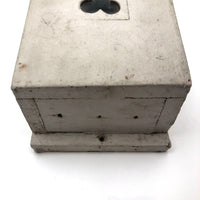 Old Handmade Wooden Wall Box or Mail Box with Clover or Club Shaped Cutout