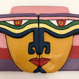 Funky, Colorful Hand-painted Hanging Face Plaque, Made in Indonesia