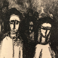 John A. Currie Monoprint with Mixed Media of Three Figures in White