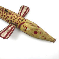 SOLD (JL) Amazing, Giant Old Folk Art Ice Fishing Decoy with Stand