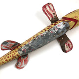 SOLD (JL) Amazing, Giant Old Folk Art Ice Fishing Decoy with Stand