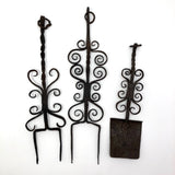 Ornate Hand Forged Wrought Iron Utensils Rack, Forks and Spatula