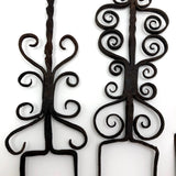 Ornate Hand Forged Wrought Iron Utensils Rack, Forks and Spatula