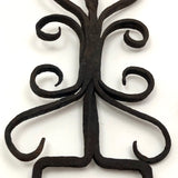 Ornate Hand Forged Wrought Iron Utensils Rack, Forks and Spatula