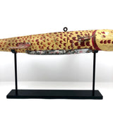 SOLD (JL) Amazing, Giant Old Folk Art Ice Fishing Decoy with Stand