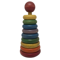 Rainbow Colored Rings on Post Wooden Stacking Toy