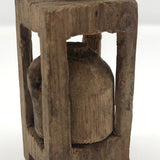 Old Carved Wooden Ball (Jug!) in Cage Whimsy with Ball on Top