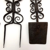 Ornate Hand Forged Wrought Iron Utensils Rack, Forks and Spatula