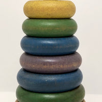 Rainbow Colored Rings on Post Wooden Stacking Toy