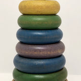 Rainbow Colored Rings on Post Wooden Stacking Toy