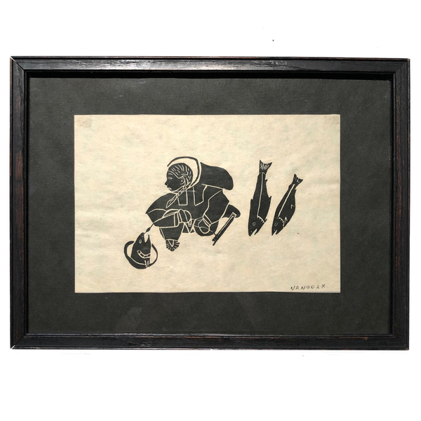 Alice Nanogak Signed Holman Stone Cut Print, c. 1970s