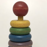 Rainbow Colored Rings on Post Wooden Stacking Toy