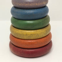 Rainbow Colored Rings on Post Wooden Stacking Toy