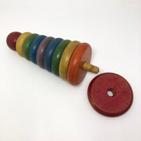 Rainbow Colored Rings on Post Wooden Stacking Toy