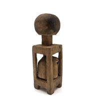 Old Carved Wooden Ball (Jug!) in Cage Whimsy with Ball on Top