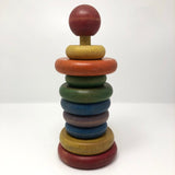 Rainbow Colored Rings on Post Wooden Stacking Toy