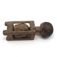 Old Carved Wooden Ball (Jug!) in Cage Whimsy with Ball on Top