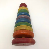 Rainbow Colored Rings on Post Wooden Stacking Toy