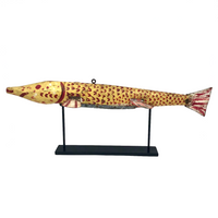 SOLD (JL) Amazing, Giant Old Folk Art Ice Fishing Decoy with Stand