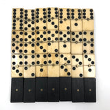Nice Complete Double Six Bone Domino Set with Brass Spinners