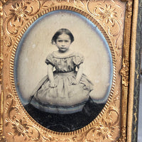 Magic Halo Antique Ambrotype, Young Girl in Calico Dress