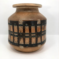 Lapid Israël Mid-Century Wax Resist Patterned Brown Vase