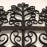 Ornate Hand Forged Wrought Iron Utensils Rack, Forks and Spatula
