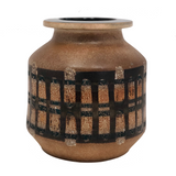 Lapid Israël Mid-Century Wax Resist Patterned Brown Vase