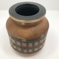 Lapid Israël Mid-Century Wax Resist Patterned Brown Vase