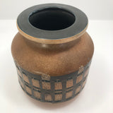 Lapid Israël Mid-Century Wax Resist Patterned Brown Vase