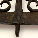 Ornate Hand Forged Wrought Iron Utensils Rack, Forks and Spatula