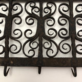 Ornate Hand Forged Wrought Iron Utensils Rack, Forks and Spatula