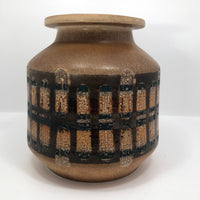 Lapid Israël Mid-Century Wax Resist Patterned Brown Vase