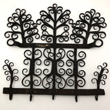 Ornate Hand Forged Wrought Iron Utensils Rack, Forks and Spatula