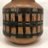 Lapid Israël Mid-Century Wax Resist Patterned Brown Vase