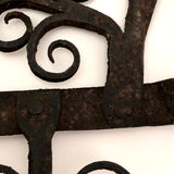 Ornate Hand Forged Wrought Iron Utensils Rack, Forks and Spatula