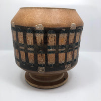 Lapid Israël Mid-Century Wax Resist Patterned Brown Vase