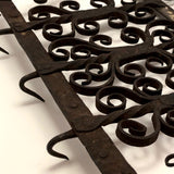 Ornate Hand Forged Wrought Iron Utensils Rack, Forks and Spatula