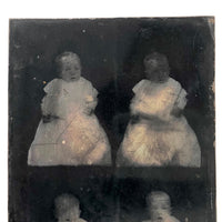 Rare Four Image Large Plate Antique Tintype of Baby