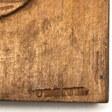 Charming Relief Carved Wooden Plaque with Two Faces