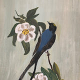 Flycatcher on Flowering Branch, Oil on Board Signed M Pahl, 1974