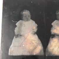 Rare Four Image Large Plate Antique Tintype of Baby