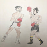 Boxing Match 2, Vintage Drawing by Unknown Artist, c.1980s