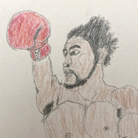 Boxing Match 2, Vintage Drawing by Unknown Artist, c.1980s