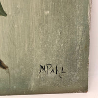 Flycatcher on Flowering Branch, Oil on Board Signed M Pahl, 1974