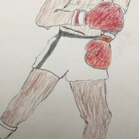 Boxing Match 2, Vintage Drawing by Unknown Artist, c.1980s